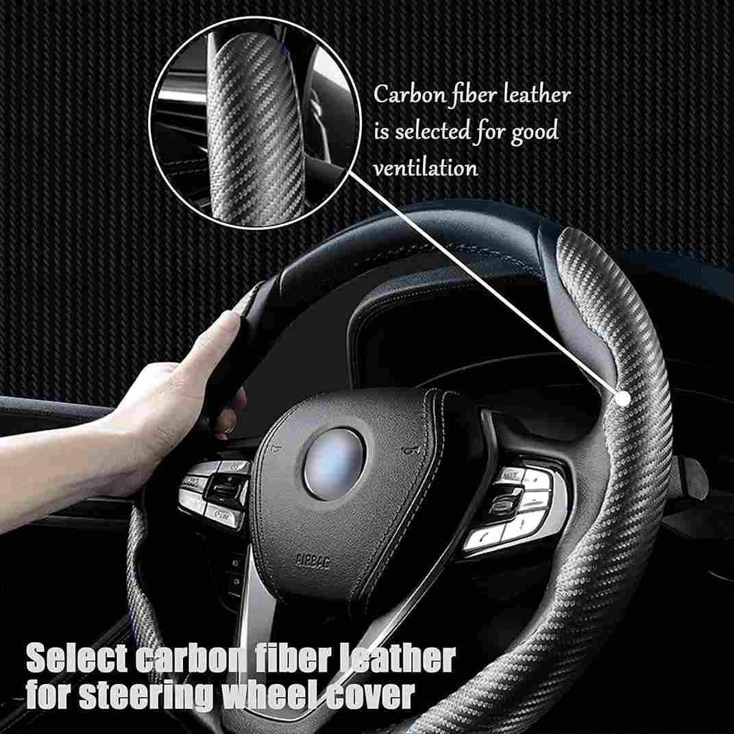 Carbon Fiber ABS Texture Steering Wheel Grip Cover (pack of 2)