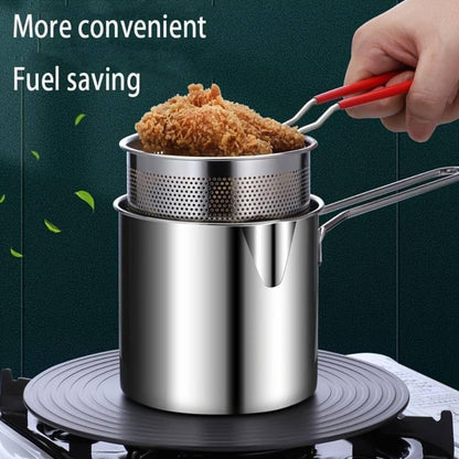 Stainless Steel Deep Frying Pot with Detachable Oil Filter Basket