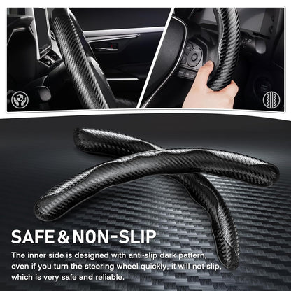 Carbon Fiber ABS Texture Steering Wheel Grip Cover (pack of 2)