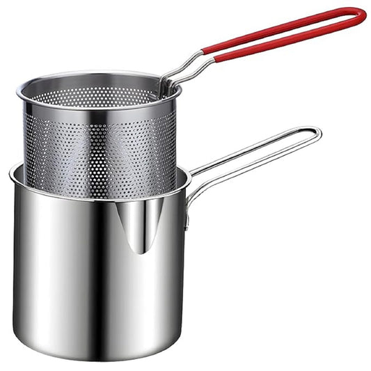 Stainless Steel Deep Frying Pot with Detachable Oil Filter Basket