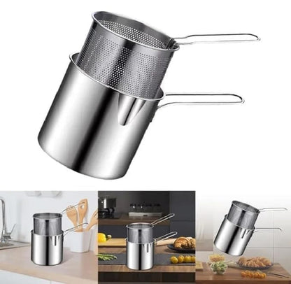 Stainless Steel Deep Frying Pot with Detachable Oil Filter Basket