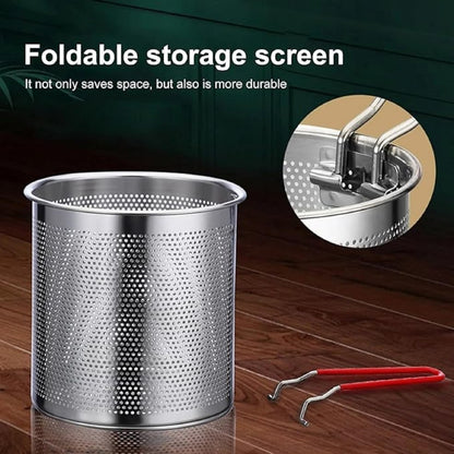 Stainless Steel Deep Frying Pot with Detachable Oil Filter Basket